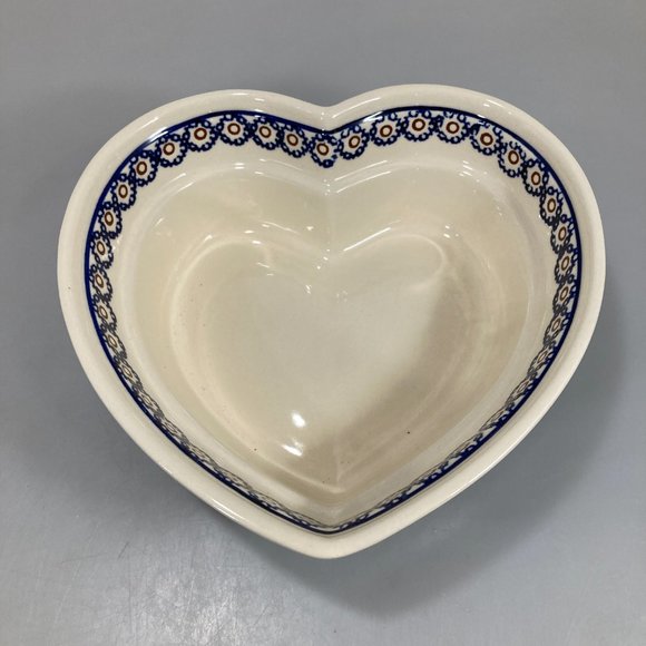 Bolesławiec Polish Pottery Heart Shaped Bowl 8.5x3 - Picture 2 of 7